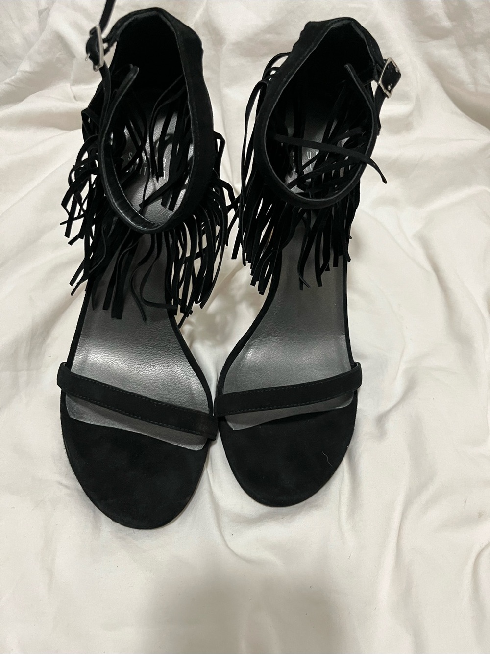 Stuart Weitzman Fringelica Suede 4.5" Heel Slingback Stilettos Size 9 - Picture 6 of 7
